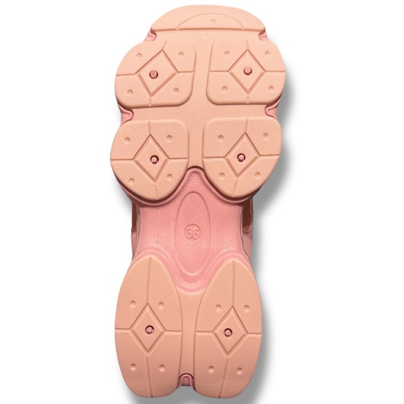 NIB Womens Chunky Sneakers Pink Mesh Lace Up Platform Fashion Athletic Sz  6 - Picture 15 of 16